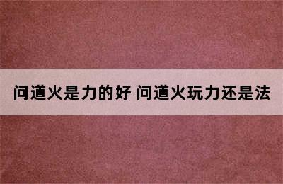 问道火是力的好 问道火玩力还是法